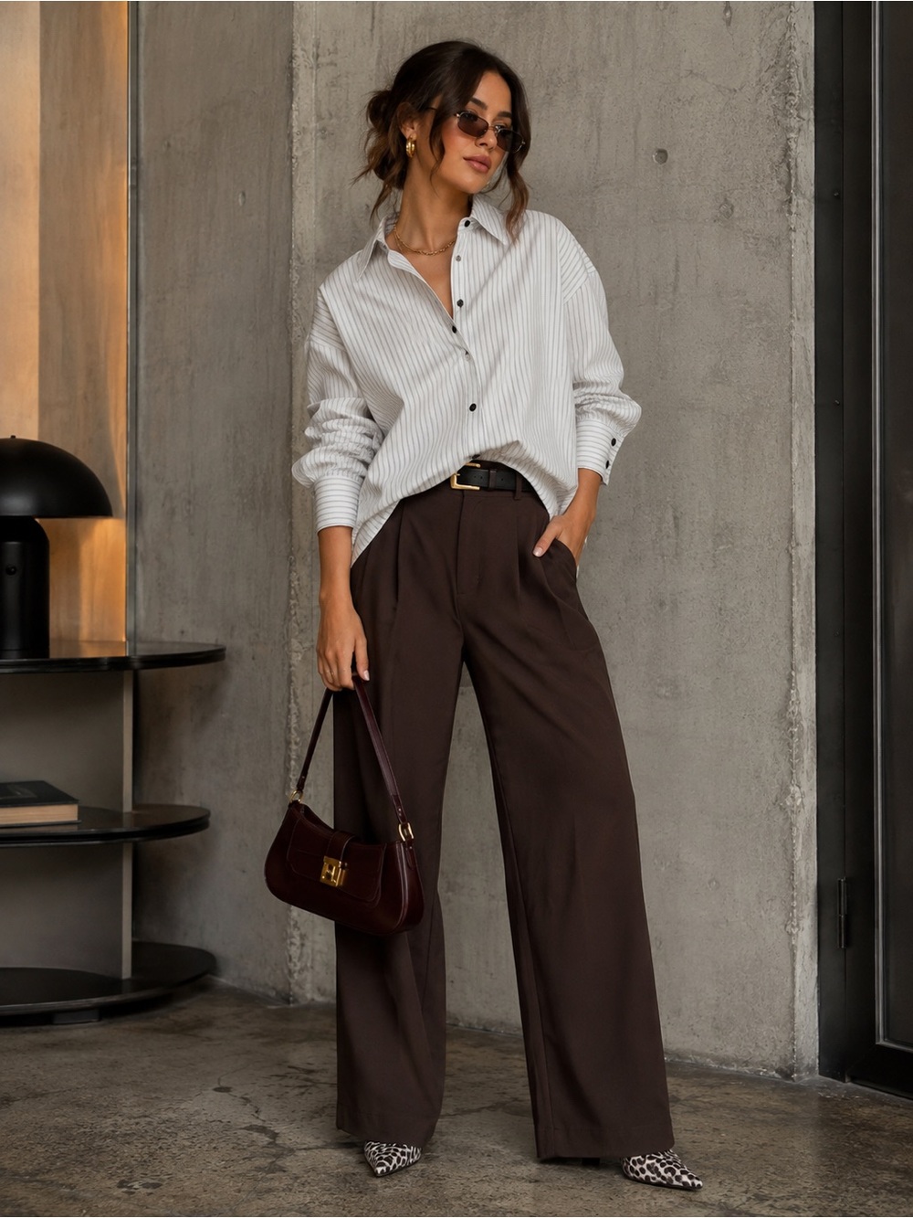 Classic White Pinstripe Button-Down Shirt - Women's